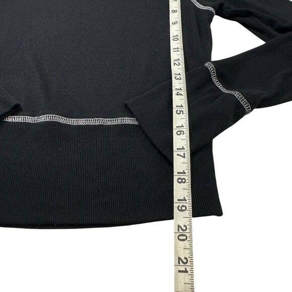 VTG Y2K Guess Jeans Black Ribbed Top with Contrast Stitching, M Grunge Edgy - Picture 6 of 8